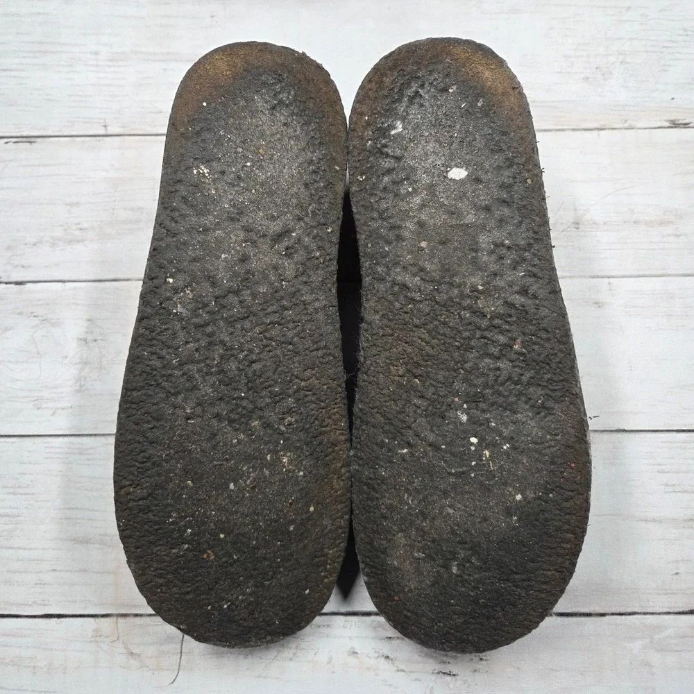Clarks Desert Trek‎ Black Leather Center Seam Crepe Sole Shoes 500629 Women 8.5
